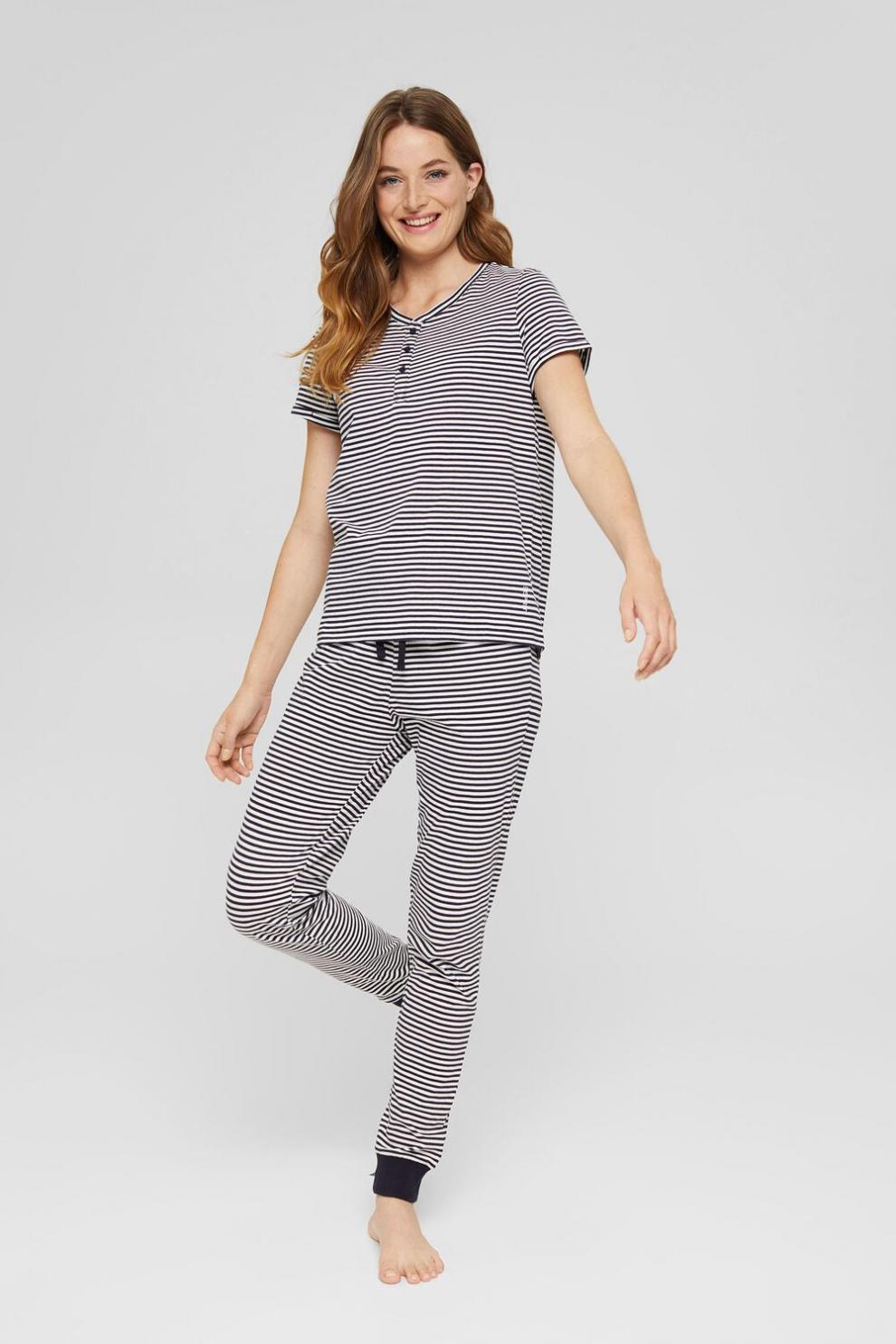 Dame Lingeri & undertøj | Esprit Pyjamas-overdel 100% økobomuld Navy » MomsThatShouldModel
